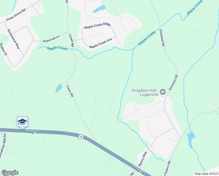 map of restaurants, bars, coffee shops, grocery stores, and more near 4085 Fawn Valley Drive in Loganville