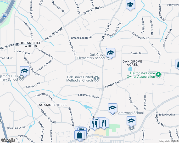 map of restaurants, bars, coffee shops, grocery stores, and more near 1837 Angelique Drive in Decatur
