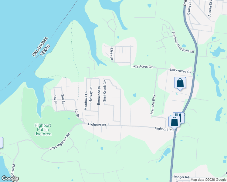 map of restaurants, bars, coffee shops, grocery stores, and more near 585 Quail Creek Circle in Pottsboro