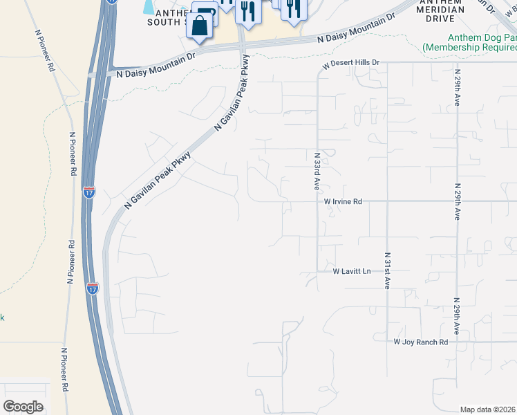 map of restaurants, bars, coffee shops, grocery stores, and more near 38508 North 34th Avenue in Phoenix