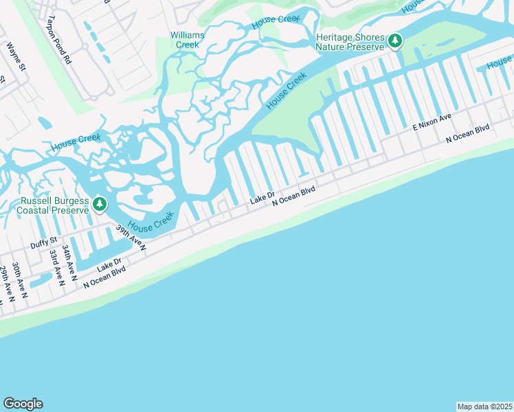 map of restaurants, bars, coffee shops, grocery stores, and more near 4510 North Ocean Boulevard in North Myrtle Beach