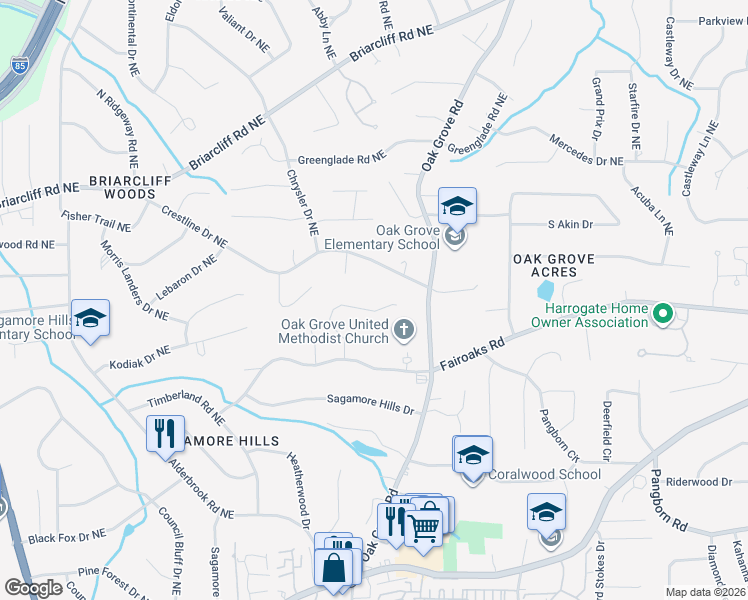 map of restaurants, bars, coffee shops, grocery stores, and more near 1837 Angelique Drive in Decatur