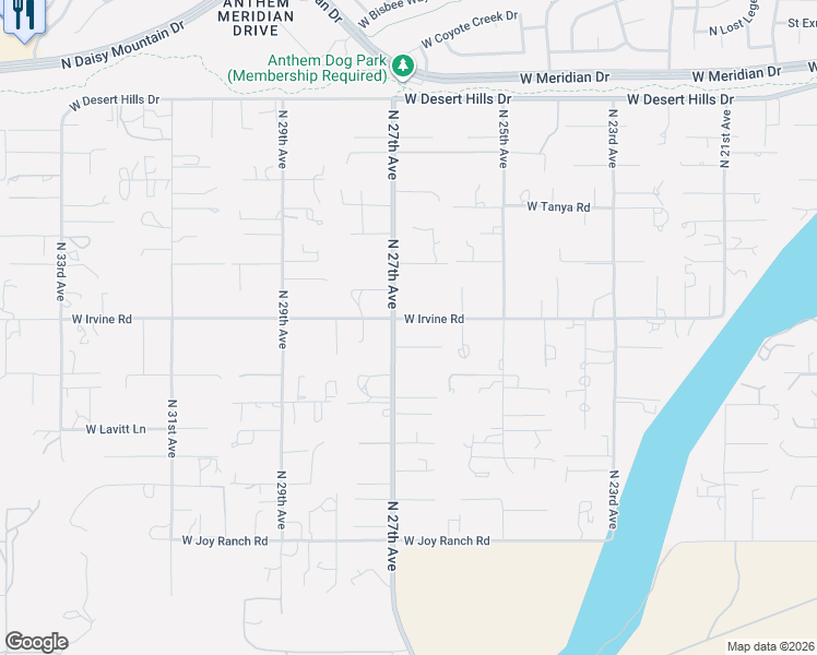 map of restaurants, bars, coffee shops, grocery stores, and more near 38507 North 27th Avenue in Phoenix