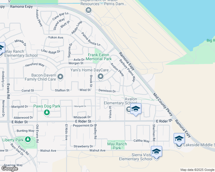 map of restaurants, bars, coffee shops, grocery stores, and more near 3479 Larcombe Court in Perris