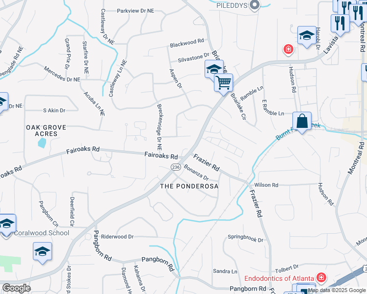 map of restaurants, bars, coffee shops, grocery stores, and more near 1770 Lavista Oaks Drive in Decatur