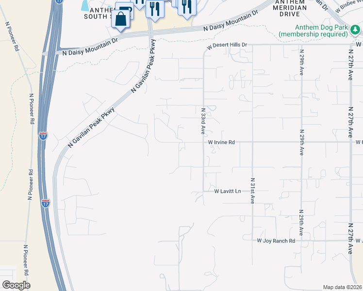 map of restaurants, bars, coffee shops, grocery stores, and more near 38509 North 34th Avenue in Phoenix