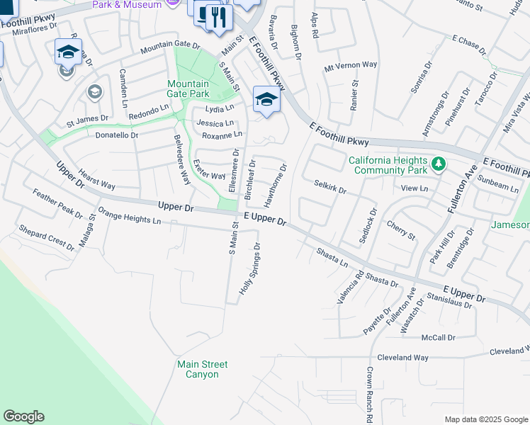 map of restaurants, bars, coffee shops, grocery stores, and more near 172 Hollyleaf Way in Corona