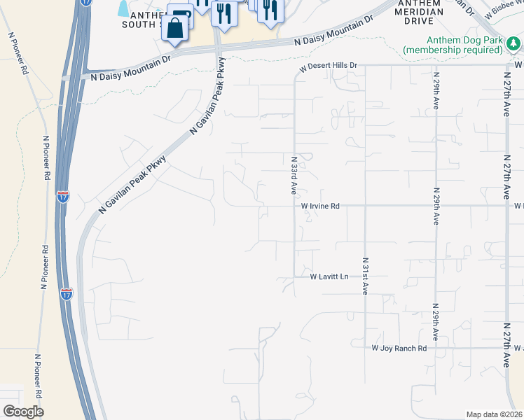 map of restaurants, bars, coffee shops, grocery stores, and more near 38509 North 34th Avenue in Phoenix