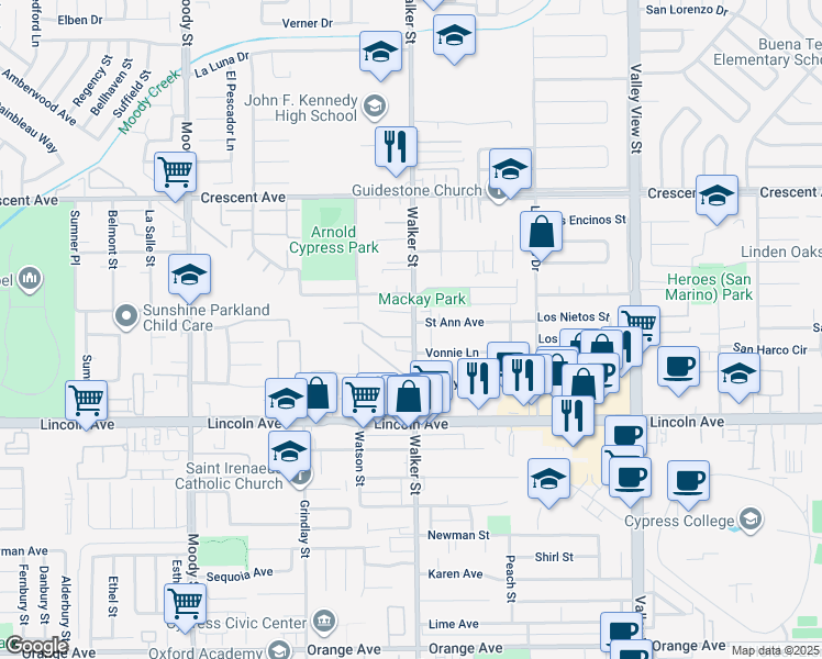 map of restaurants, bars, coffee shops, grocery stores, and more near in 