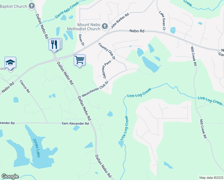 map of restaurants, bars, coffee shops, grocery stores, and more near 51 Muirfield Court in Hiram