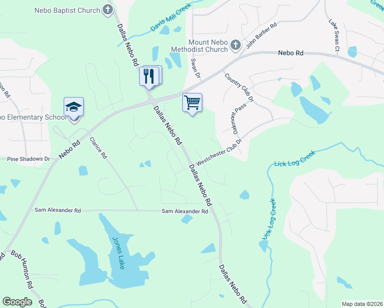 map of restaurants, bars, coffee shops, grocery stores, and more near 61 Kingsmill Court in Hiram