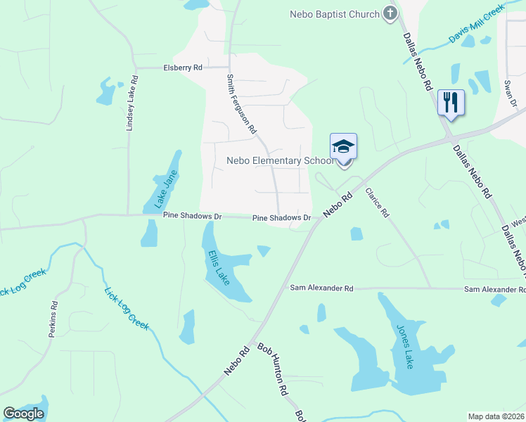 map of restaurants, bars, coffee shops, grocery stores, and more near 1518 Pine Shadows Drive in Dallas