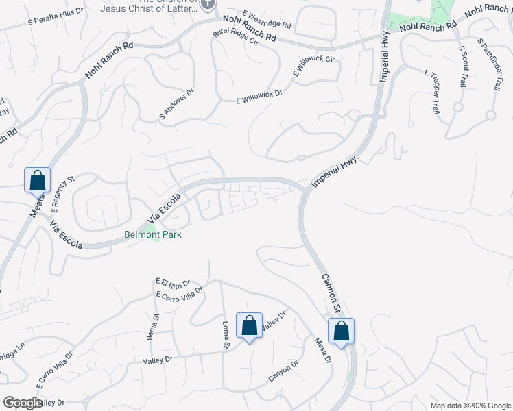 map of restaurants, bars, coffee shops, grocery stores, and more near 5146 East Hunsford Drive in Orange