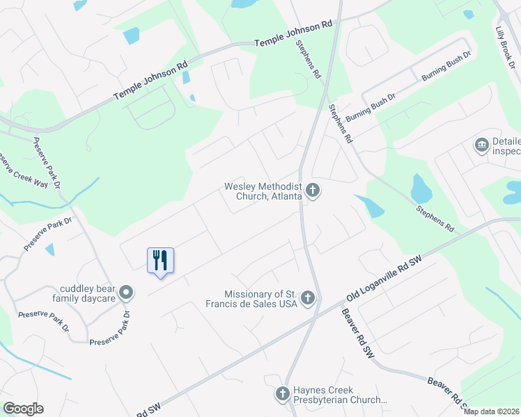 map of restaurants, bars, coffee shops, grocery stores, and more near 1530 Range Heights Terrace in Loganville