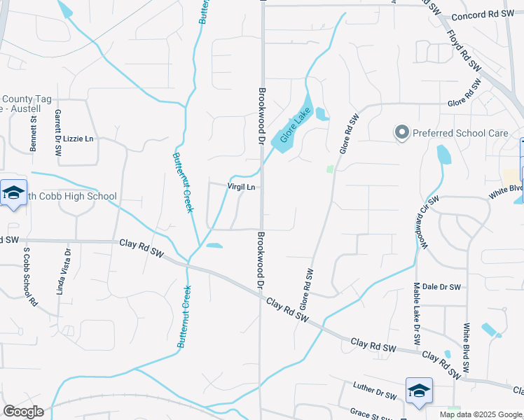 map of restaurants, bars, coffee shops, grocery stores, and more near 4877 Brookwood Drive in Mableton