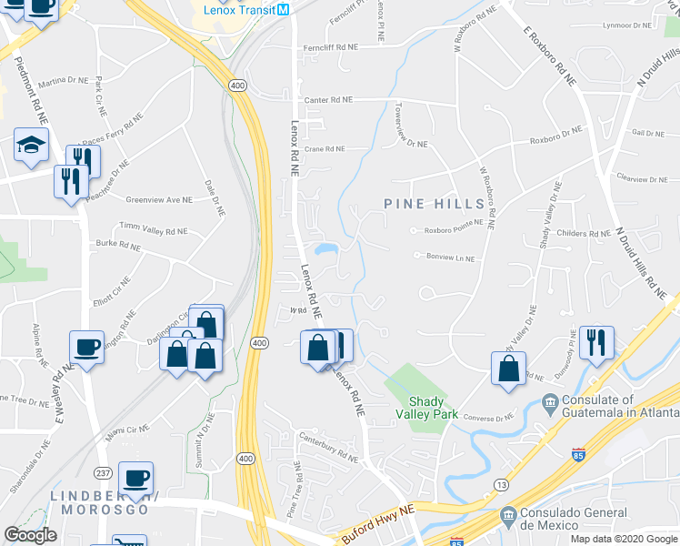 map of restaurants, bars, coffee shops, grocery stores, and more near 27202 Plantation Drive Northeast in Atlanta