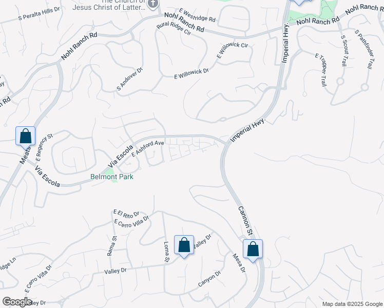 map of restaurants, bars, coffee shops, grocery stores, and more near 5040 East Hunsford Drive in Orange