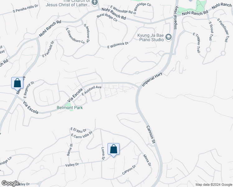 map of restaurants, bars, coffee shops, grocery stores, and more near 2825 North Auburn Street in Orange