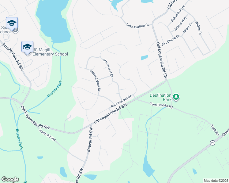map of restaurants, bars, coffee shops, grocery stores, and more near 402 Springwatch Court in Loganville
