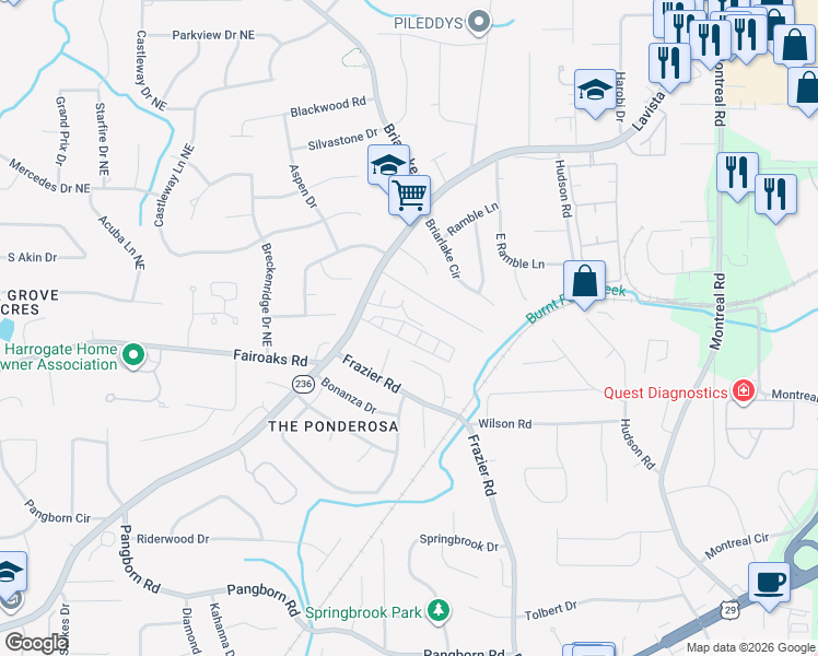 map of restaurants, bars, coffee shops, grocery stores, and more near 2914 Lavista Way in Decatur