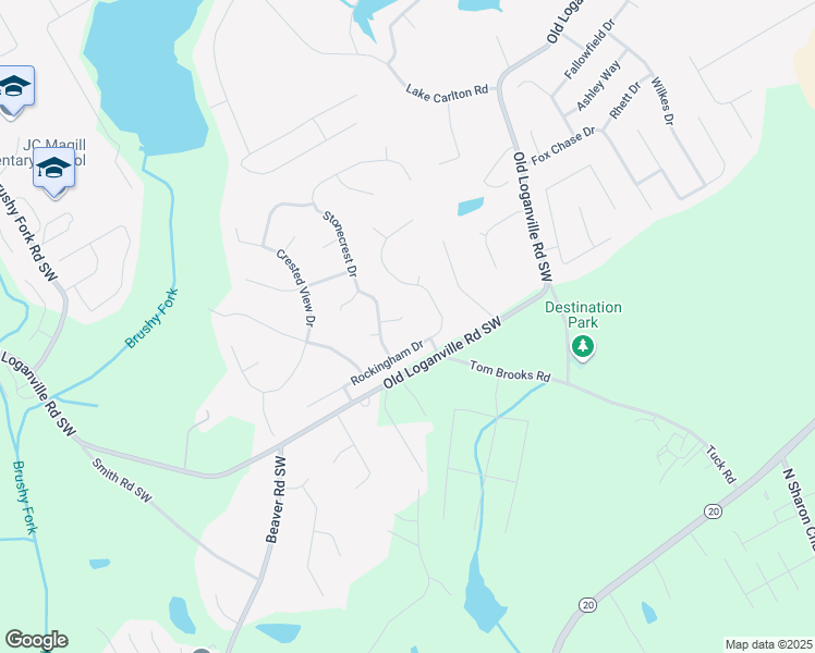 map of restaurants, bars, coffee shops, grocery stores, and more near 504 Springmoor Court in Loganville