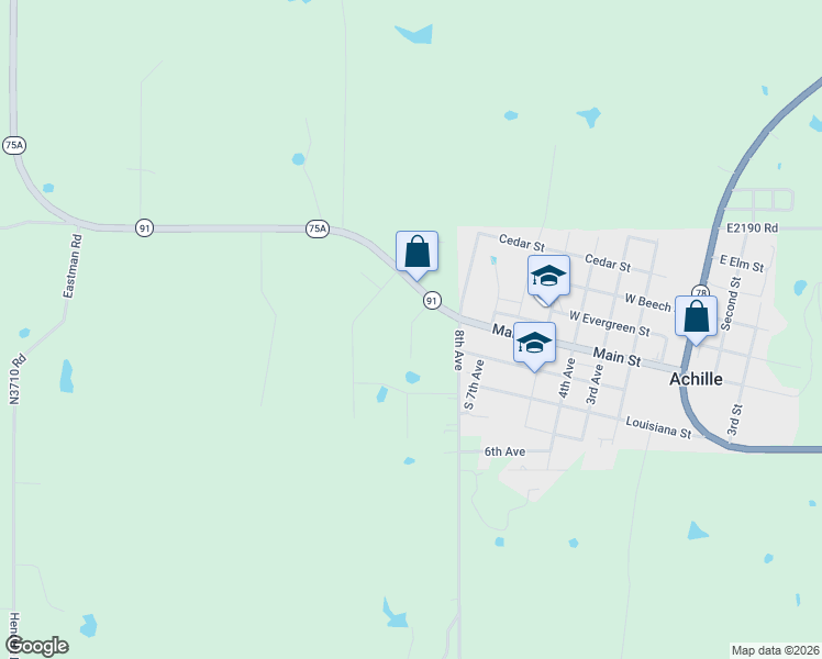 map of restaurants, bars, coffee shops, grocery stores, and more near in Achille