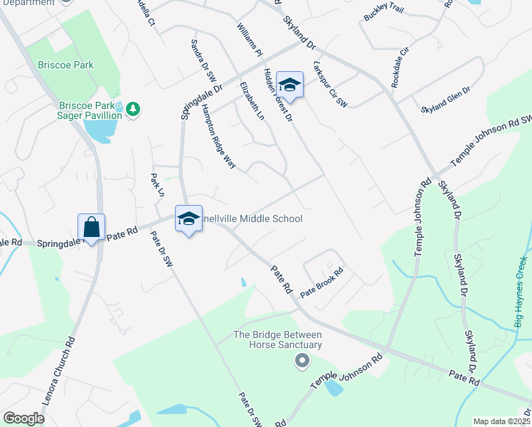 map of restaurants, bars, coffee shops, grocery stores, and more near 2376 Hidden Lane in Snellville