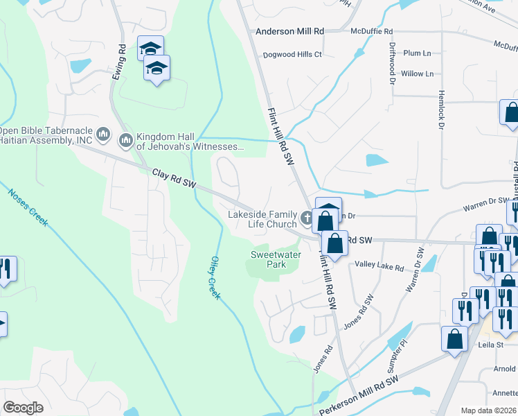 map of restaurants, bars, coffee shops, grocery stores, and more near 4914 Jocks Lane in Austell