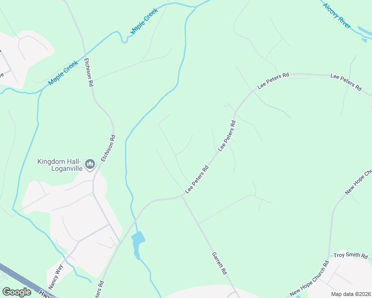 map of restaurants, bars, coffee shops, grocery stores, and more near 2309 Allison Way in Loganville