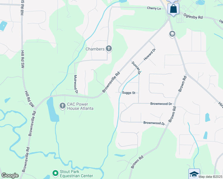 map of restaurants, bars, coffee shops, grocery stores, and more near 4855 Brownsville Road in Powder Springs