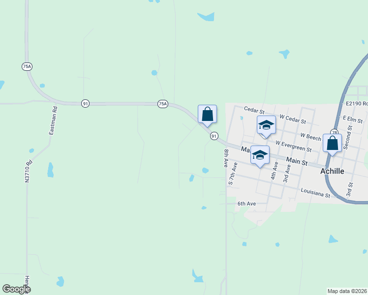 map of restaurants, bars, coffee shops, grocery stores, and more near in Achille