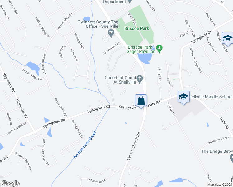 map of restaurants, bars, coffee shops, grocery stores, and more near 3081 Parkside Court in Snellville