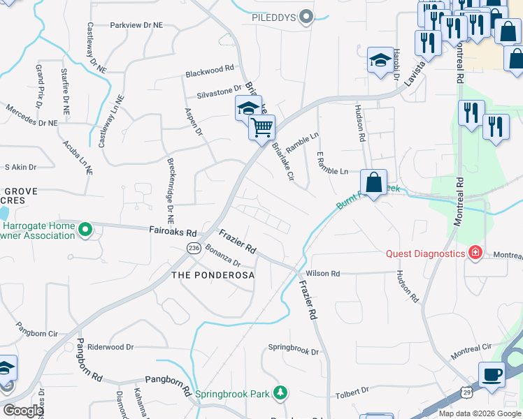 map of restaurants, bars, coffee shops, grocery stores, and more near 2914 Lavista Way in Decatur
