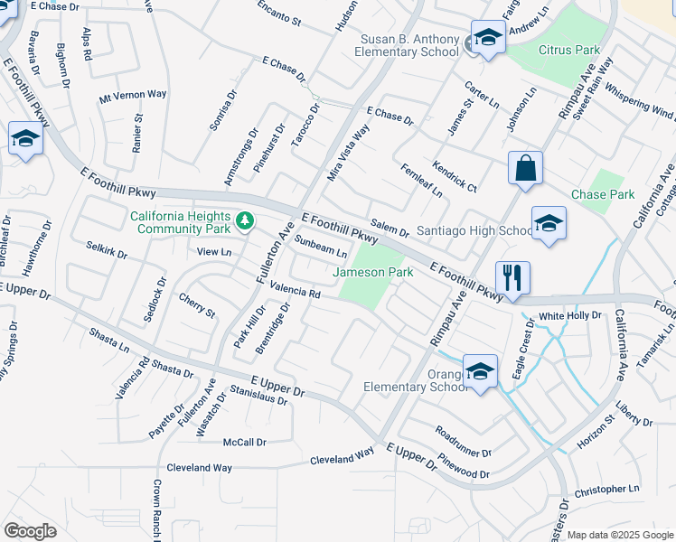 map of restaurants, bars, coffee shops, grocery stores, and more near 1088 Viewpointe Lane in Corona