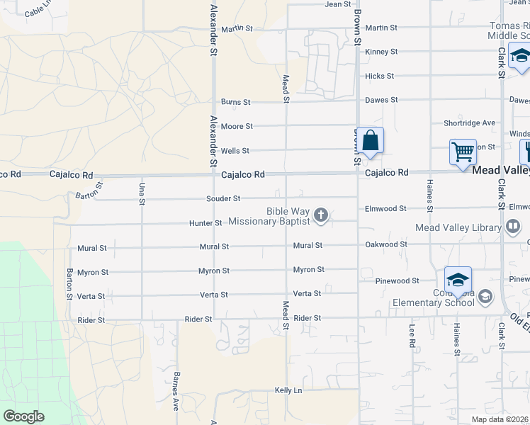 map of restaurants, bars, coffee shops, grocery stores, and more near 20705 Souder Street in Perris