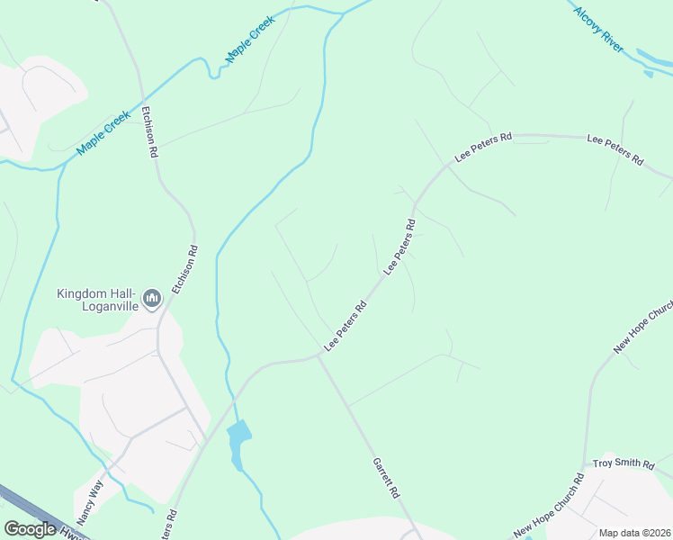 map of restaurants, bars, coffee shops, grocery stores, and more near 2313 Allison Way in Loganville