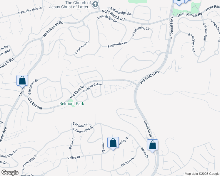 map of restaurants, bars, coffee shops, grocery stores, and more near 2825 North Chevington Court in Orange