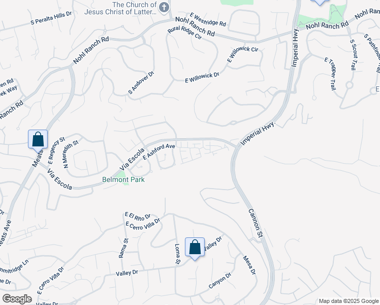 map of restaurants, bars, coffee shops, grocery stores, and more near 2825 North Chevington Court in Orange