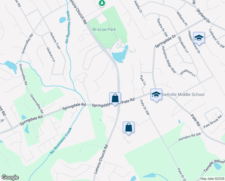 map of restaurants, bars, coffee shops, grocery stores, and more near 3079 Lenora Church Road in Snellville