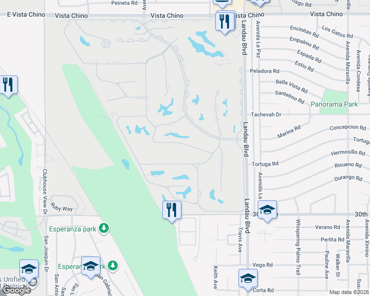 map of restaurants, bars, coffee shops, grocery stores, and more near 67665 South Natoma Drive in Cathedral City