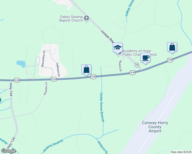 map of restaurants, bars, coffee shops, grocery stores, and more near 3665 U.S. 378 in Conway