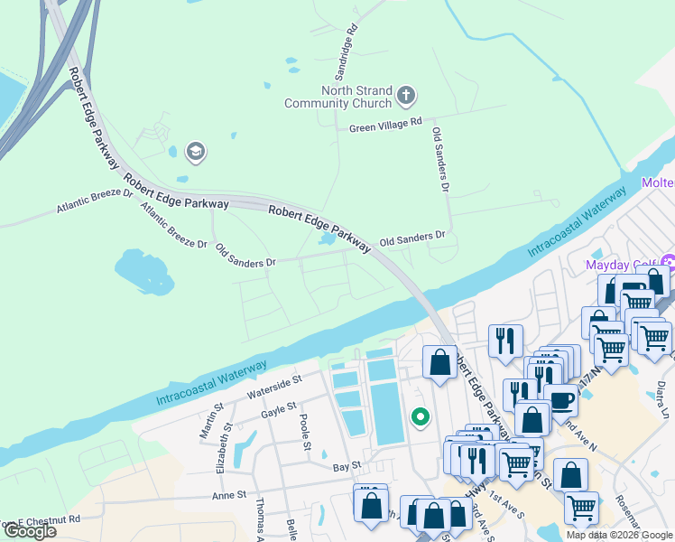 map of restaurants, bars, coffee shops, grocery stores, and more near 734 Ebb Tide Road in Little River