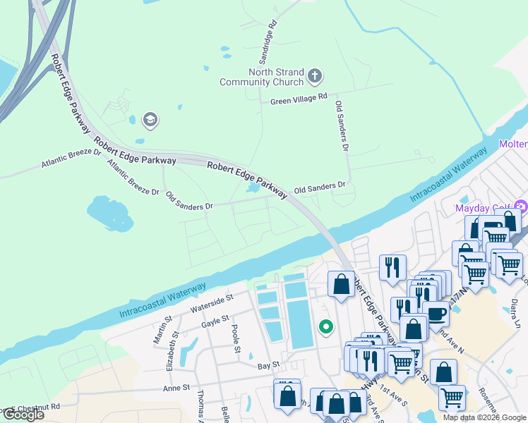 map of restaurants, bars, coffee shops, grocery stores, and more near 734 Ebb Tide Road in Little River