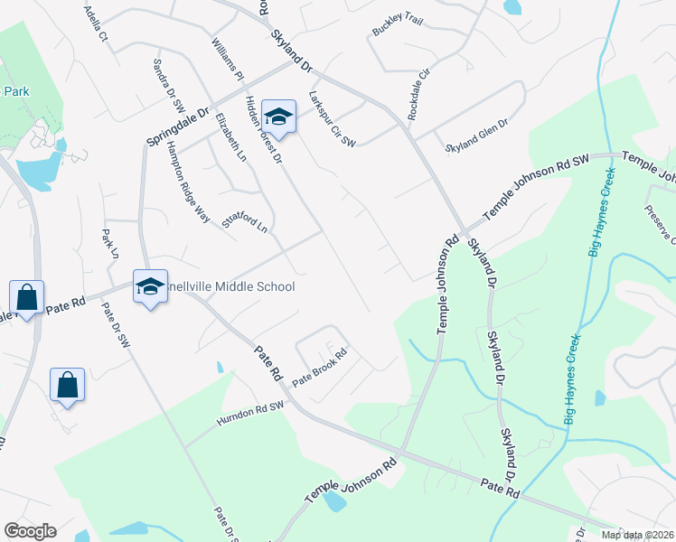 map of restaurants, bars, coffee shops, grocery stores, and more near 3261 Hidden Forest Drive in Snellville