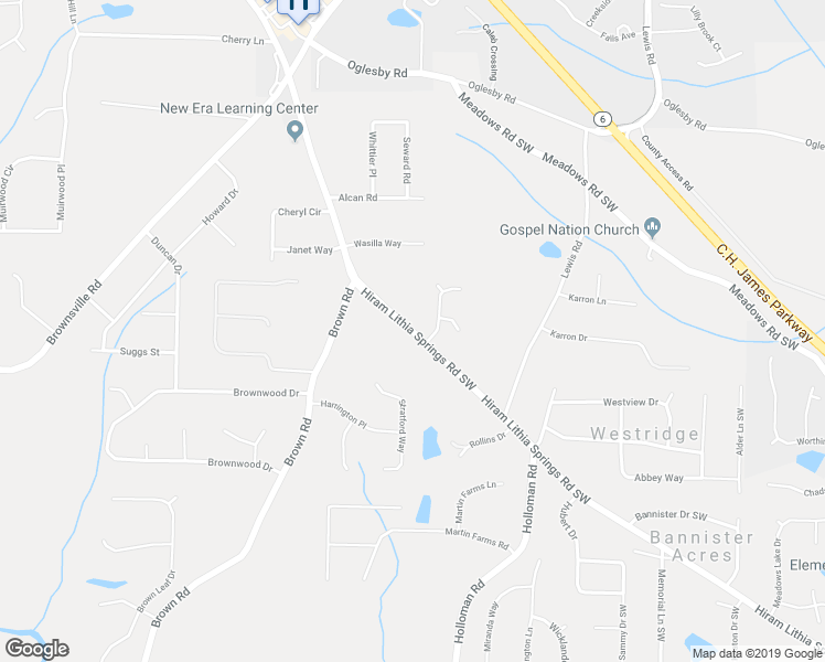 map of restaurants, bars, coffee shops, grocery stores, and more near 4895 Hiram Lithia Springs Road Southwest in Powder Springs