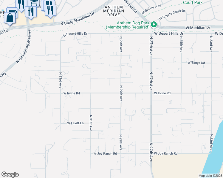 map of restaurants, bars, coffee shops, grocery stores, and more near 2934 West Irvine Road in New River