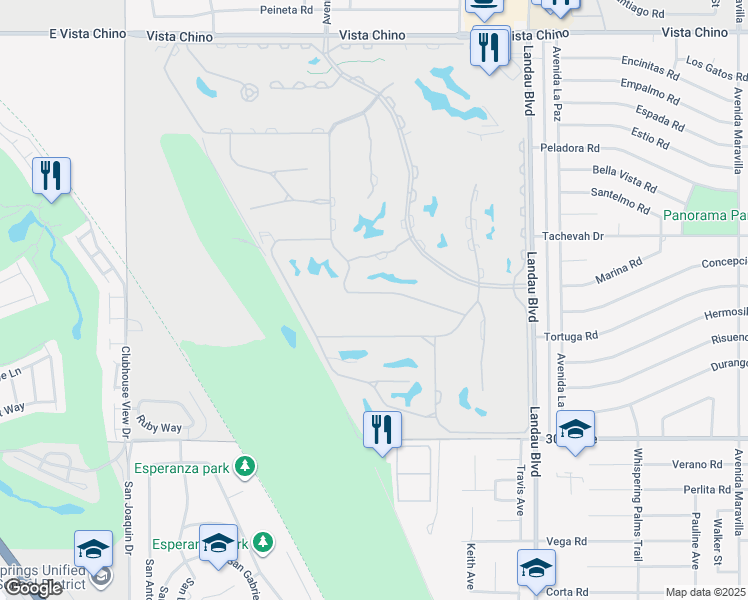 map of restaurants, bars, coffee shops, grocery stores, and more near 67639 South Natoma Drive in Cathedral City