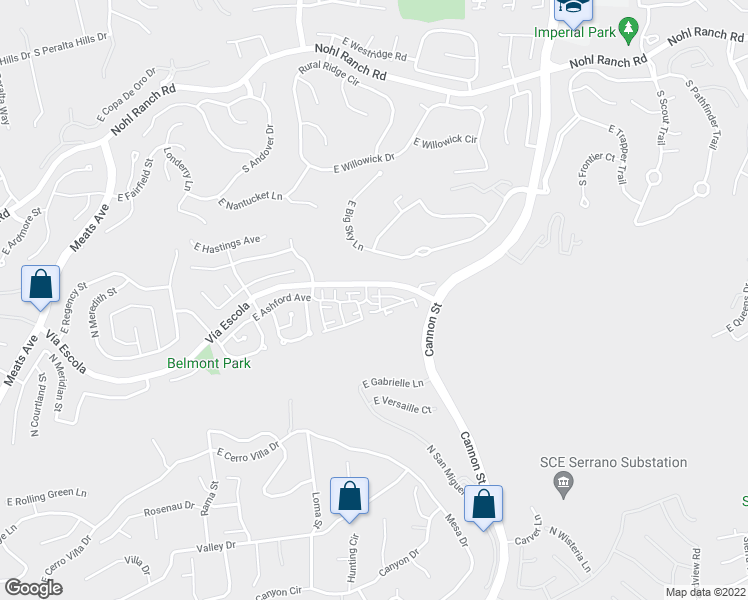 map of restaurants, bars, coffee shops, grocery stores, and more near 2825 North Auburn Street in Orange