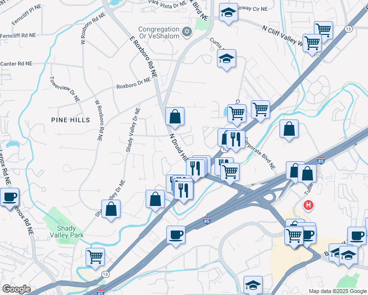 map of restaurants, bars, coffee shops, grocery stores, and more near 2110 Brixworth Place in Atlanta