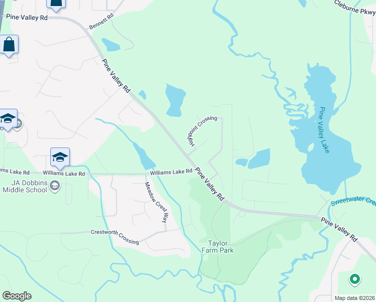 map of restaurants, bars, coffee shops, grocery stores, and more near 21 Northcrest Way in Powder Springs